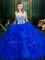 Fashionable Royal Blue Sweet 16 Quinceanera Dress Military Ball and Sweet 16 and Quinceanera with Lace and Ruffles Scoop Sleeveless Zipper