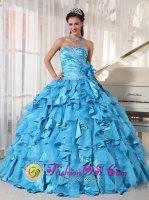 Beautiful Beading Aqua Blue Quinceanera Dress Sweetheart Floor-length Organza and Taffeta Ball Gown In Brisbane QLD(SKU PDZY692y-2BIZ)