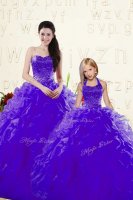 Floor Length Purple Sweet 16 Quinceanera Dress Sweetheart Sleeveless Lace Up