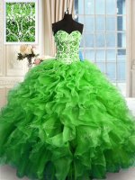 Lace Up Sweetheart Beading and Ruffles Quinceanera Gown Organza Sleeveless(SKU PSSW0341-1BIZ)