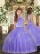 Lavender High-neck Neckline Appliques Kids Pageant Dress Sleeveless Backless