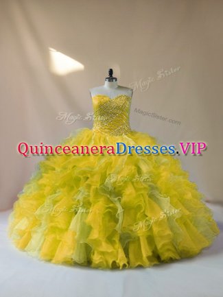 Multi-color Quinceanera Dresses Sweet 16 and Quinceanera with Beading and Ruffles Sweetheart Sleeveless Lace Up