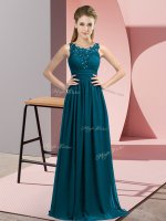 Teal Vestidos de Damas Wedding Party with Beading and Appliques Scoop Sleeveless Zipper