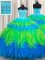 Sleeveless Tulle Floor Length Lace Up Quinceanera Gown in Multi-color with Beading and Ruffled Layers