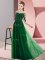 Popular Dark Green Chiffon Lace Up Court Dresses for Sweet 16 Half Sleeves Floor Length Beading and Lace