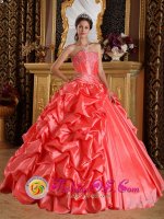 Driggs Idaho/ID Stylish Orange Red Emboridery and Beading Sweet 16 Dress With Sweetheart Strapless Taffeta(SKU QDZY265-CBIZ)