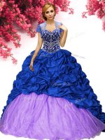 Beautiful Sleeveless Brush Train Beading and Pick Ups Lace Up 15 Quinceanera Dress