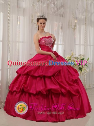 Beautiful Hot Pink Beaded Decorate Bust For Quinceanera Dress With Hand Made Flowers in Gary Indiana/IN