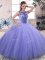 High Quality Lavender Sleeveless Beading Floor Length Quinceanera Gowns