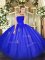 Nice Blue Sleeveless Appliques Floor Length Sweet 16 Dresses