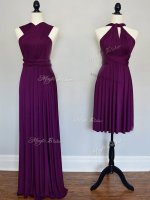 Fantastic Purple Sleeveless Chiffon Lace Up Quinceanera Court of Honor Dress for Prom and Wedding Party