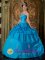 Landskrona Sweden Sky Blue Taffeta Sweetheart Quinceanera Dress With Pick-ups and Appliques For Sweet 16