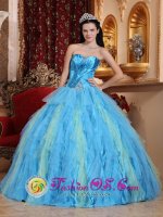 Sainte-Foy-les-Lyon France Multi-color Ruffles and beautiful Strapless Quinceanera Dresses With Beaded Decorate and Ruch