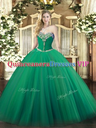 Sleeveless Beading Lace Up Quinceanera Dress