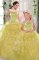 Beautiful Yellow Ball Gowns Beading and Ruffles Quinceanera Gowns Lace Up Organza Sleeveless Floor Length