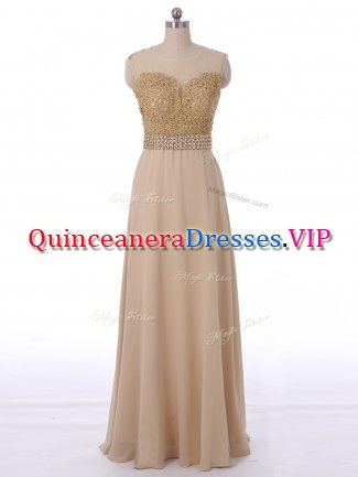 Attractive Floor Length Champagne Vestidos de Damas Chiffon Sleeveless Beading