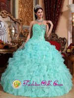 Cody Wyoming/WY Apple Green Sweetheart Organza Beaded and Ruffles Clearance Quinceanera Dress(SKU QDZY663-DBIZ)