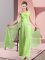 Trendy Floor Length Yellow Green Vestidos de Damas Chiffon Sleeveless Hand Made Flower