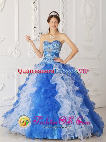 Sowton Devon Organza Sweetheart Quinceanera Dress In Beaded Decorate Multi color - Click Image to Close