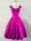 Dynamic Fuchsia A-line Ruching Dama Dress Lace Up Taffeta Sleeveless Knee Length