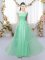 Sleeveless Lace Up Floor Length Lace Vestidos de Damas