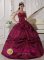 Truth or Consequences New mexico /NM USA Beautiful Sweetheart Burgundy Pick-ups Quinceanera Dress With Exquisite Taffeta Appilques