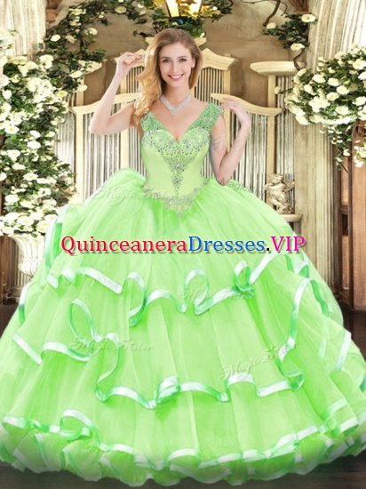 Cheap Floor Length Quinceanera Gown V-neck Sleeveless Lace Up - Click Image to Close