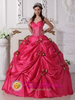 Groton Connecticut/CT Hand Made Rose with Beading Spaghetti Straps Customize Hot Pink Quinceanera Gowns For Sweet 16