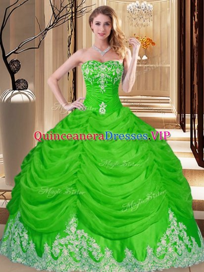 Lace Up Sweetheart Lace and Appliques Quince Ball Gowns Tulle Sleeveless - Click Image to Close