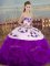 White And Purple Sweetheart Lace Up Embroidery and Ruffles and Bowknot Sweet 16 Quinceanera Dress Sleeveless