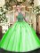 High End Ball Gowns Ball Gown Prom Dress Halter Top Tulle Sleeveless Floor Length Lace Up