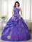 McAllen TX Elegant A-line Purple One Shoulder Appliques and Ruch Quinceanera Dresses Oline Taffeta and Organza