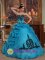 Lake Mary Florida/FL Custom Made Blue Pick-ups Quinceanera Gowns Strapless With Organza and Taffeta