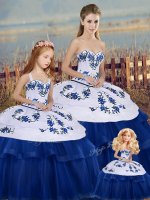 Royal Blue Sleeveless Embroidery and Bowknot Floor Length Sweet 16 Quinceanera Dress