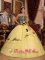 Ralston Nebraska/NE Light Yellow For Beautiful Strapless Quinceanera Dress With Embroidery and Hand Made Flowers