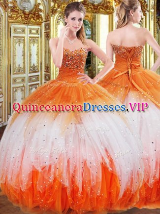 Sleeveless Beading and Ruffles Lace Up Vestidos de Quinceanera