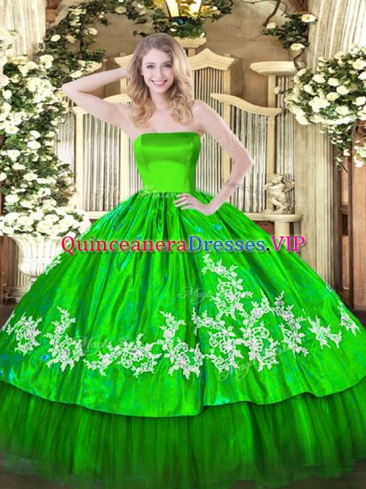 High Quality Organza and Taffeta Sleeveless Floor Length Sweet 16 Quinceanera Dress and Embroidery - Click Image to Close