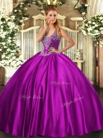 Extravagant Sleeveless Lace Up Floor Length Beading Quinceanera Court Dresses