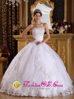 Bergheim Germany Popular Embroidery with Beading Decorate Lace White Quinceanera Dress(SKU QDZY098y-2BIZ)