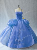 Floor Length Blue 15 Quinceanera Dress Straps Sleeveless Lace Up(SKU PSSW0971-5BIZ)