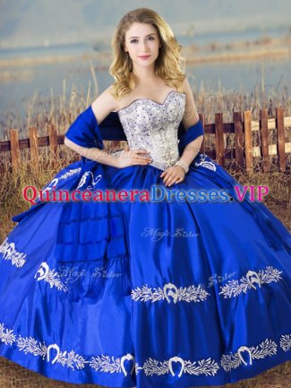 Clearance Royal Blue Sleeveless Beading and Embroidery Floor Length Vestidos de Quinceanera