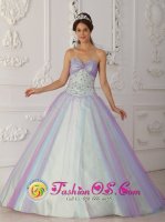 Sharon Pennsylvania/PA Beading and Sequins Fashionable Multi-Color Quinceranera Dress For New Style Sweetheart Taffeta and Tulle A-Line / Princess