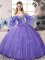 Beauteous Sleeveless Floor Length Beading Lace Up Sweet 16 Quinceanera Dress with Lavender