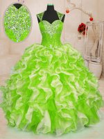 Floor Length Lace Up 15th Birthday Dress Multi-color for Military Ball and Sweet 16 and Quinceanera with Beading and Ruffles(SKU PSSW0150-3BIZ)