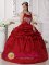 Lancaster California/CA Scoop Taffeta Beaded Decorate Clearance Wine Red Quinceanera Dress