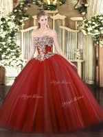 Sophisticated Strapless Sleeveless Tulle Quinceanera Dresses Beading Lace Up