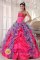 Athens Texas/TX Multi-color Beading and Ruffles Decorate lace up Quinceanera Dress With Strapless Organza and Taffeta