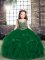 Dark Green Straps Neckline Beading and Ruffles Pageant Dress Wholesale Sleeveless Lace Up