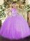 Admirable Floor Length Ball Gowns Sleeveless Lavender Quinceanera Gowns Zipper