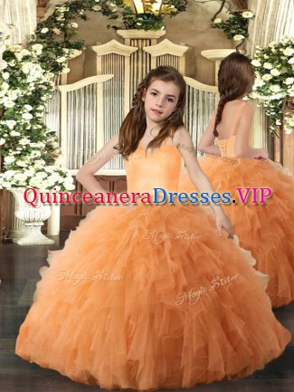 Admirable Sleeveless Ruffles Lace Up Winning Pageant Gowns